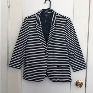 Women’s blue navy and white striped blazer